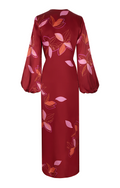 Hojarasca Silk Maxi Dress / Wine Fuchsia Flowers