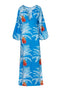 San Marco Linen Maxi Dress / Turquoise Palms