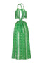 San Agustin Linen Midi Dress / Green Stripes