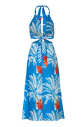 San Agustin Linen Midi Dress / Turqoise Palms