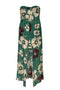 Bardot Cotton Silk Midi Dress / Emerald Green Maxi Ivory Flowers