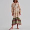 Chiapas Cotton-Silk Midi Dress / Ivory Palms