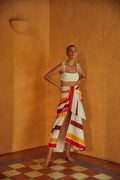 Loulou Linen Skirt / Fucsia Stripes - Ivory