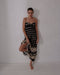 Julieta Satin Silk Maxi Dress / Black Mini Palms Cream