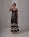 Julieta Satin Silk Maxi Dress / Black Mini Palms Cream