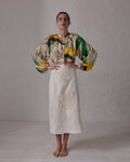 El Carmen Canvas Hand Embroidered Midi Skirt / Ecru