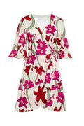 Teresita Linen Mini Wrap Dress / Fuchsia Flowers