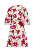 Teresita Linen Mini Wrap Dress / Fuchsia Flowers