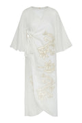 Frida Linen Embroidered Dress / White