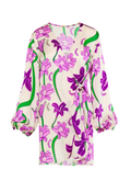 Hojarasca Mini Silk Dress / Violet Flowers
