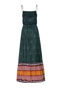 La Polera Silk Maxi Dress / Green Mallets
