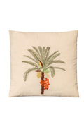Green Palm Tree Embroidered Cushion Cover / Ivory Green Palm