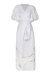 Ermita Linen Embroidered Midi Dress / White