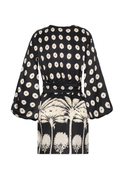 Tertulia Satin Silk Mini Dress / Black Mini Palms Cream